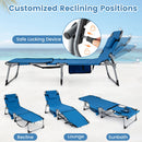 Set of 2 Tanning Chairs with Face Arm Holes Portable with 4-Level Backrest