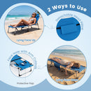 Set of 2 Tanning Chairs with Face Arm Holes Portable with 4-Level Backrest