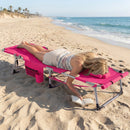 Set of 2 Tanning Chairs with Face Arm Holes Portable with 4-Level Backrest