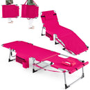 Set of 2 Tanning Chairs with Face Arm Holes Portable with 4-Level Backrest