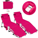 Set of 2 Tanning Chairs with Face Arm Holes Portable with 4-Level Backrest