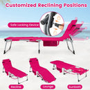 Set of 2 Tanning Chairs with Face Arm Holes Portable with 4-Level Backrest