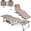 Set of 2 Tanning Chairs with Face Arm Holes Portable with 4-Level Backrest