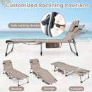 Set of 2 Tanning Chairs with Face Arm Holes Portable with 4-Level Backrest