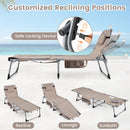 Set of 2 Tanning Chairs with Face Arm Holes Portable with 4-Level Backrest