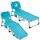 Set of 2 Tanning Chair Portable Chaise Lounge Chair with 4-Position Adjustable Backrest