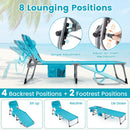 Set of 2 Tanning Chair Portable Chaise Lounge Chair with 4-Position Adjustable Backrest