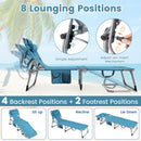 Set of 2 Tanning Chair Portable Chaise Lounge Chair with 4-Position Adjustable Backrest
