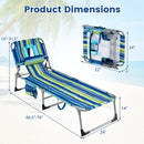 Set of 2 Tanning Chair Portable Chaise Lounge Chair with 4-Position Adjustable Backrest