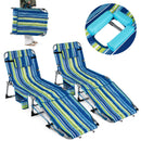 Set of 2 Tanning Chairs with Face Arm Holes Portable with 4-Level Backrest