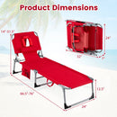 Adjustable Tanning Chaise Lounge Set of 2 with Face Hole