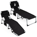 Adjustable Tanning Chaise Lounge Set of 2 with Face Hole