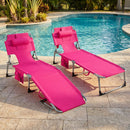 Adjustable Tanning Chaise Lounge Set of 2 with Face Hole
