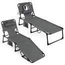 Adjustable Tanning Chaise Lounge Set of 2 with Face Hole