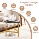 Set of 2 Triangle Coffee Table Oval with Metal Legs