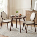Set of 2 Upholstered Linen Fabric Kitchen Side Chairs with Padded Seat
