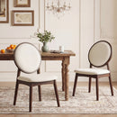 Set of 2 Upholstered Linen Fabric Kitchen Side Chairs with Padded Seat