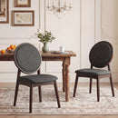 Set of 2 Upholstered Linen Fabric Kitchen Side Chairs with Padded Seat