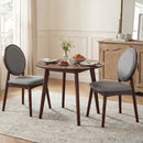 Set of 2 Upholstered Linen Fabric Kitchen Side Chairs with Padded Seat