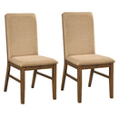 Set of 2 Upholstered Dining Chairs with Solid Rubber Wood Legs