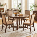 Set of 2 Upholstered Dining Chairs with Solid Rubber Wood Legs