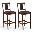 Set of 2 Upholstered Barstool 29.5 Inch Bar Height with Solid Rubber Wood Frame