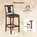 Set of 2 Upholstered Barstool 29.5 Inch Bar Height with Solid Rubber Wood Frame