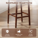 Set of 2 Upholstered Barstool 29.5 Inch Bar Height with Solid Rubber Wood Frame