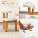 Dining Chair Set of 2 Upholstered Kitchen Chair with Padded Seat-Natural