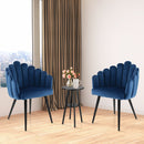 Modern Velvet Dining Chair with Metal Base and Petal Backrest