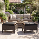 Wicker Patio Ottoman Set of 2 with Cushion