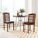 Set of 2 Wood Kitchen Chairs with Faux Leather Upholstered Seat