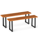 Acacia Wood Patio Bench Set of 2, 47.5" Outdoor Dining Bench