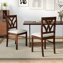 Set of 2 Wooden Dining Chairs Upholstered with Hollowed Backrest and Soft Padded Seat