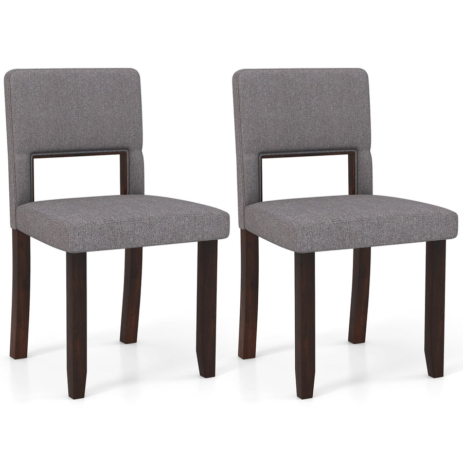Set of 2 Wooden Dining Chair with Acacia Wood Frame Padded Seat and Back