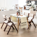 Set of 2 Wooden Folding Dining Chair with Linen Fabric Padded Seat and Backrest