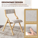 Set of 2 Wooden Folding Dining Chair with Linen Fabric Padded Seat and Backrest