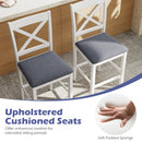 Set of 2 X-Back Bar Stools with Upholstered Cushioned Seats