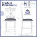 Set of 2 X-Back Bar Stools with Upholstered Cushioned Seats