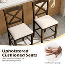 Set of 2 X-Back Bar Stools with Upholstered Cushioned Seats