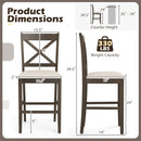 Set of 2 X-Back Bar Stools with Upholstered Cushioned Seats