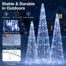 Pre-Lit Christmas Cone Trees Set of 3 with Cold White Lights