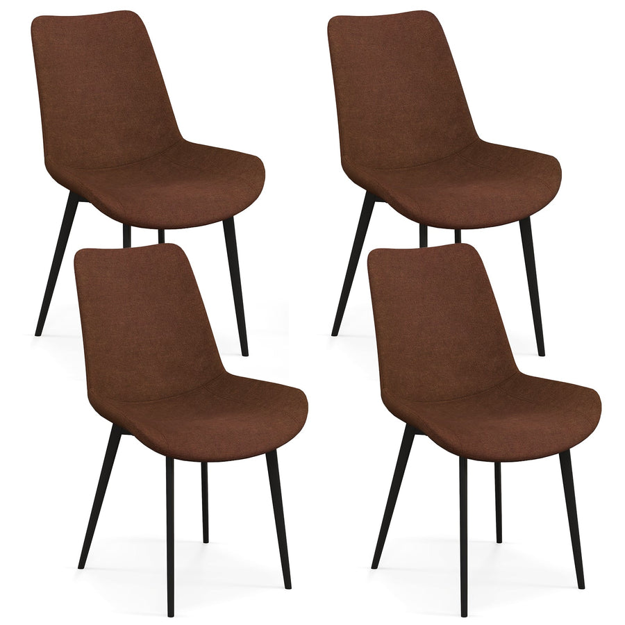 Set of 4 Dining Chair Upholstered with Metal Legs and Padded Backs