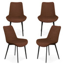 Set of 4 Dining Chair Upholstered with Metal Legs and Padded Backs