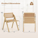 Foldable Dining Chairs Set of 4 with Woven Rattan Backrest