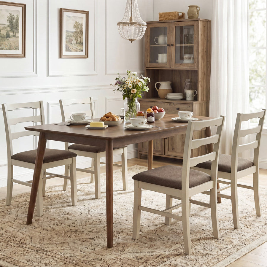 Upholstered Dining Chairs Set of 4 with Wood Frame