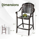 Set of 4 Outdoor Bar Stool 25.5 Inch Counter Height Cast Aluminum Bar Chairs-Copper