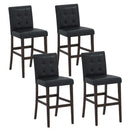 Set of 4 PVC Dining Leather Bar Stools with Solid Wood Legs