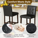 Set of 4 PVC Dining Leather Bar Stools with Solid Wood Legs