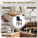 Set of 4 PVC Dining Leather Bar Stools with Solid Wood Legs
